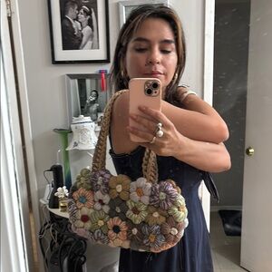 Handmade Multicolor Crochet Floral Shoulder Bag